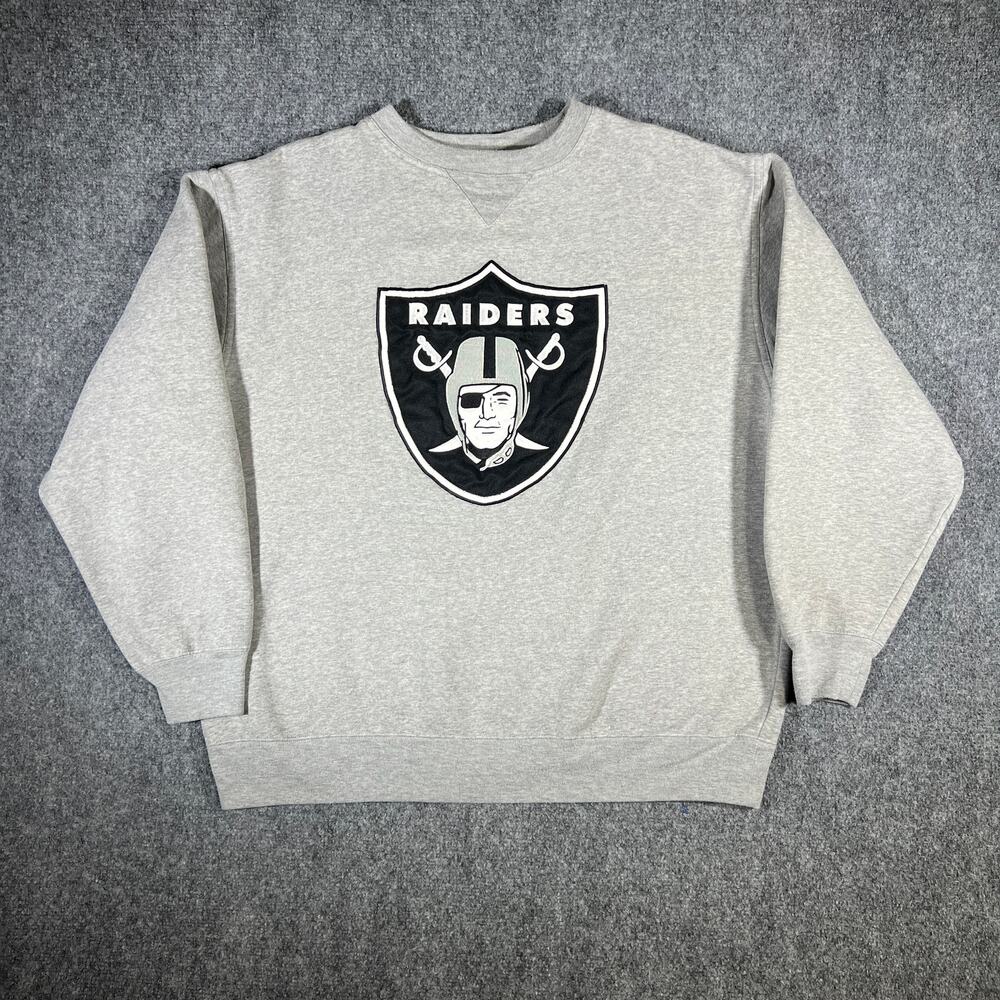 Y2K Oakland Raiders Logo Crewneck Sweatshirt NFL Gray Large